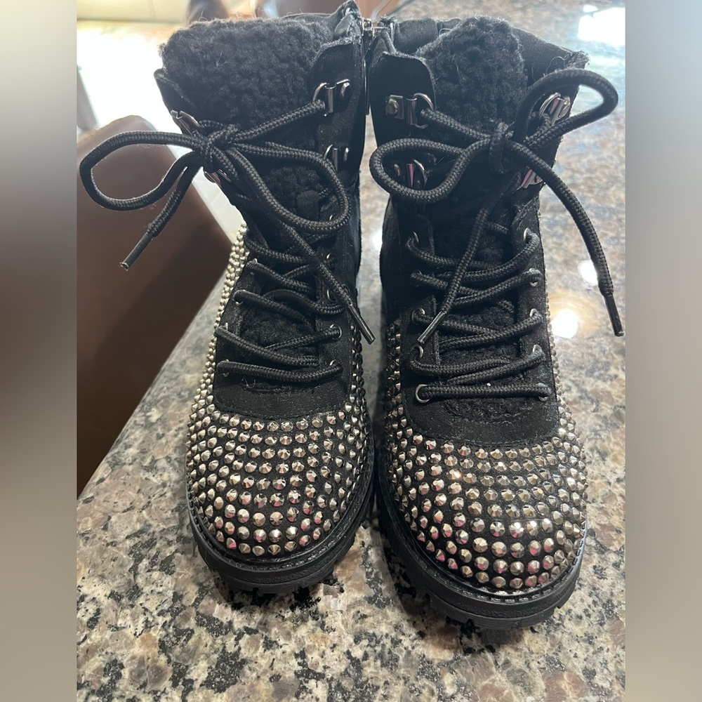 kidpik Black Studded Kids Boots